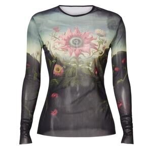 Monse Rose Printed Mesh Top in Multi, Size M​